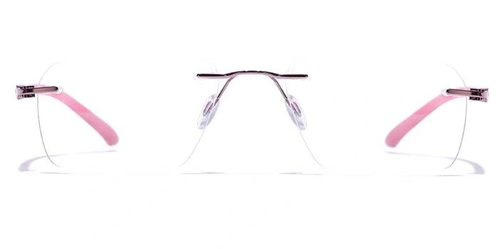 GRAVIATE by Coolwinks E23B7620 Glossy Pink Rimless Retro Square Eyeglasses for Women-