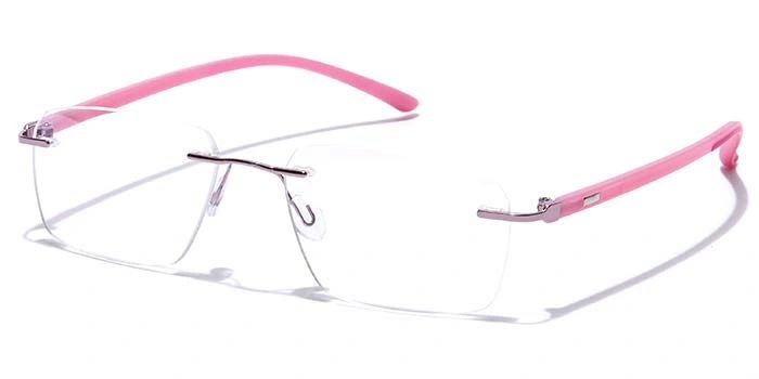 GRAVIATE by Coolwinks E23B7620 Glossy Pink Rimless Retro Square Eyeglasses for Women-PINK-1