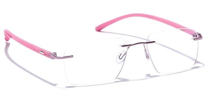 GRAVIATE by Coolwinks E23B7620 Glossy Pink Rimless Retro Square Eyeglasses for Women-PINK-2