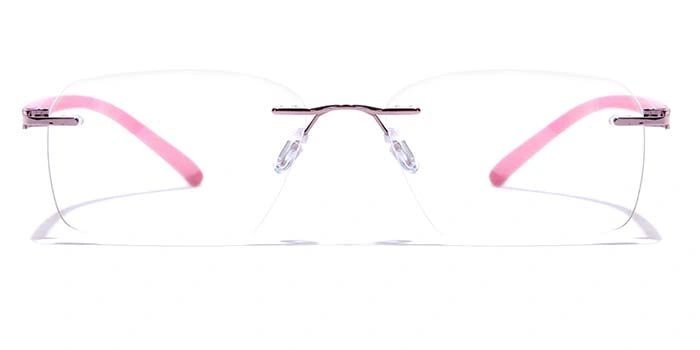 GRAVIATE by Coolwinks E23C7623 Glossy Pink Rimless Retro Square Eyeglasses for Women-