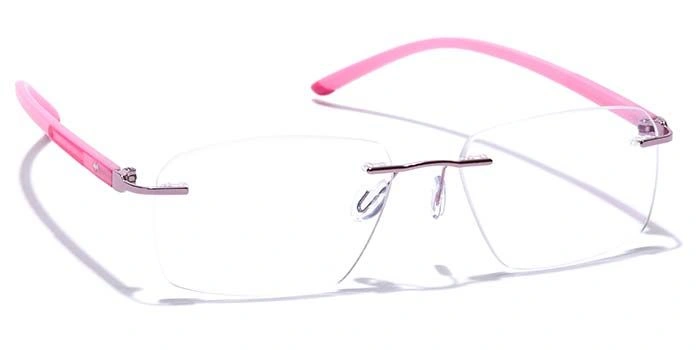 GRAVIATE by Coolwinks E23C7623 Glossy Pink Rimless Retro Square Eyeglasses for Women-PINK-2