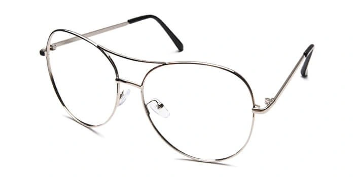 GRAVIATE by Coolwinks E10B6571 Glossy Silver Full Frame Pilot Eyeglasses for Men and Women-SILVER-1