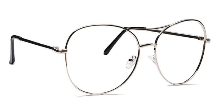 GRAVIATE by Coolwinks E10B6571 Glossy Silver Full Frame Pilot Eyeglasses for Men and Women-SILVER-2