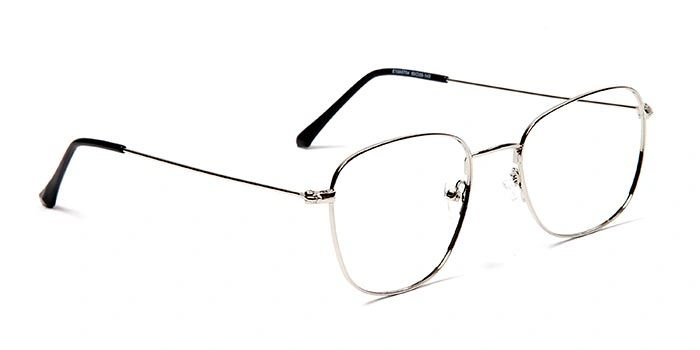 GRAVIATE by Coolwinks E10A5704 Glossy Silver Full Frame Retro Square Eyeglasses for Men and Women-SILVER-2