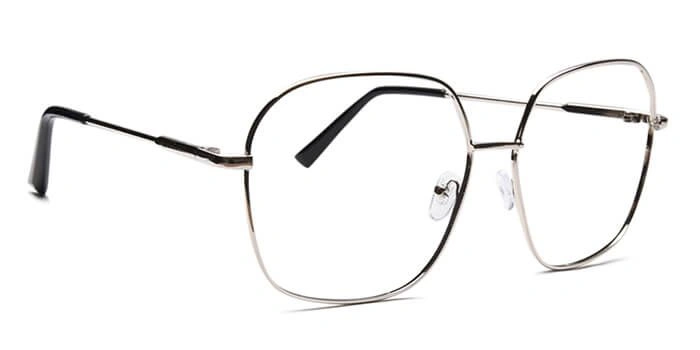 GRAVIATE by Coolwinks E10A6569 Glossy Silver Full Frame Retro Square Eyeglasses for Men and Women-SILVER-2