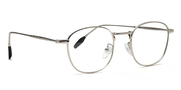 GRAVIATE by Coolwinks E10B6502 Glossy Silver Full Frame Retro Square Eyeglasses for Men and Women-SILVER-2