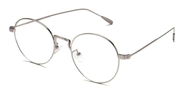 GRAVIATE by Coolwinks E10A6504 Glossy Silver Full Frame Round Eyeglasses for Men and Women-SILVER-1