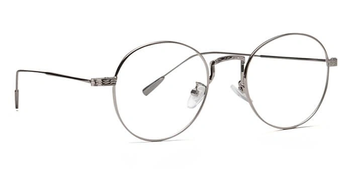 GRAVIATE by Coolwinks E10A6504 Glossy Silver Full Frame Round Eyeglasses for Men and Women-SILVER-2