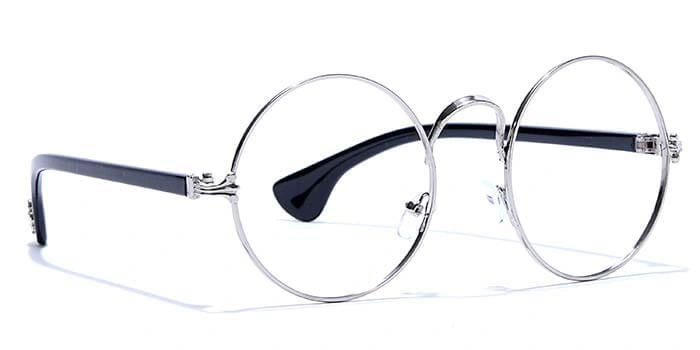 GRAVIATE by Coolwinks E10A6613 Glossy Silver Full Frame Round Eyeglasses for Men and Women-SILVER-2