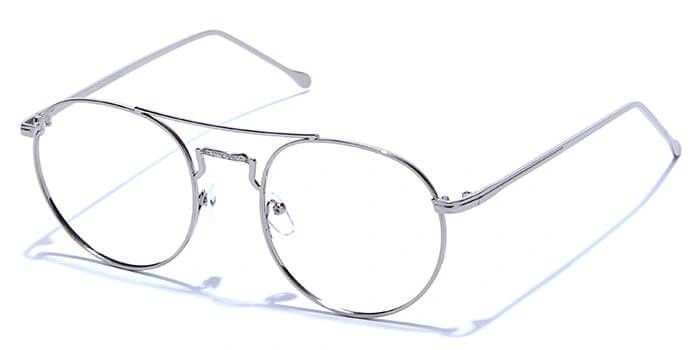 GRAVIATE by Coolwinks E10A6654 Glossy Silver Full Frame Round Eyeglasses for Men and Women-SILVER-1