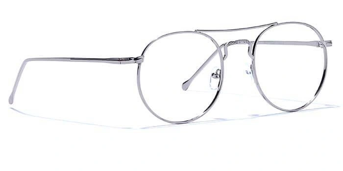 GRAVIATE by Coolwinks E10A6654 Glossy Silver Full Frame Round Eyeglasses for Men and Women-SILVER-2