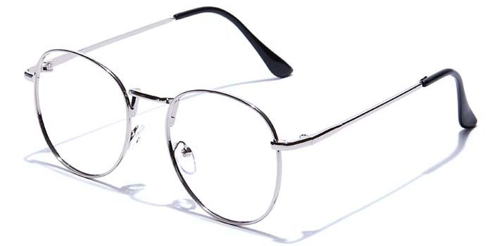 GRAVIATE by Coolwinks E10A7514 Glossy Silver Full Frame Round Eyeglasses for Men and Women-SILVER-1