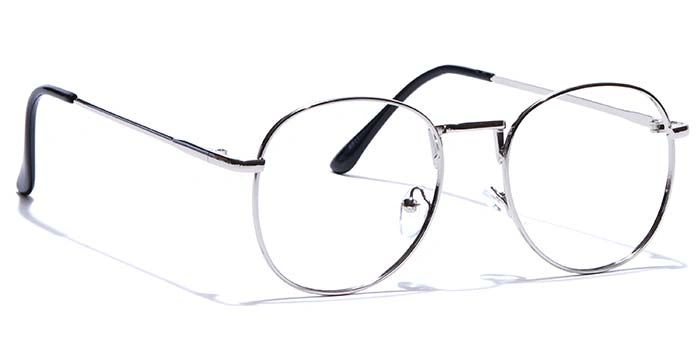 GRAVIATE by Coolwinks E10A7514 Glossy Silver Full Frame Round Eyeglasses for Men and Women-SILVER-2