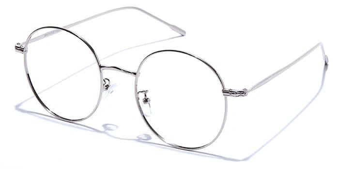 GRAVIATE by Coolwinks E10A7564 Glossy Silver Full Frame Round Eyeglasses for Men and Women-SILVER-1