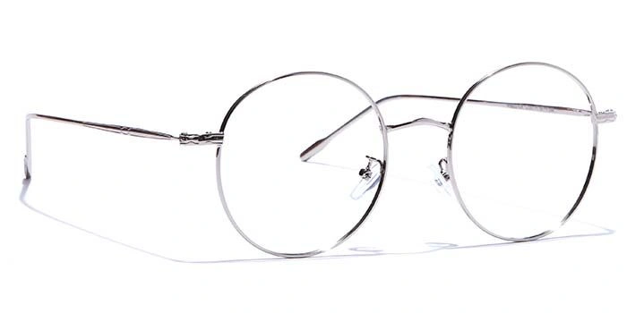 GRAVIATE by Coolwinks E10A7564 Glossy Silver Full Frame Round Eyeglasses for Men and Women-SILVER-2