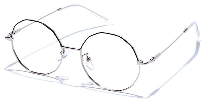 GRAVIATE by Coolwinks E10A7595 Glossy Silver Full Frame Round Eyeglasses for Men and Women-SILVER-1