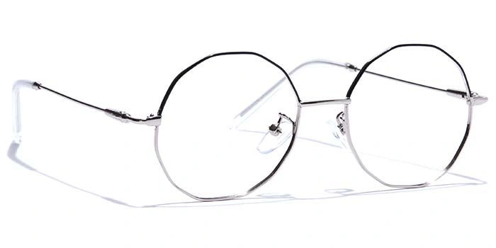 GRAVIATE by Coolwinks E10A7595 Glossy Silver Full Frame Round Eyeglasses for Men and Women-SILVER-2