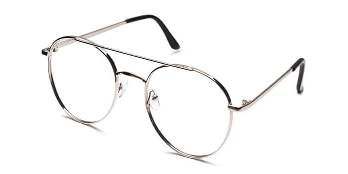 GRAVIATE by Coolwinks E10B6565 Glossy Silver Full Frame Round Eyeglasses for Men and Women-SILVER-1