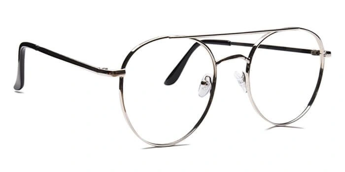 GRAVIATE by Coolwinks E10B6565 Glossy Silver Full Frame Round Eyeglasses for Men and Women-SILVER-2