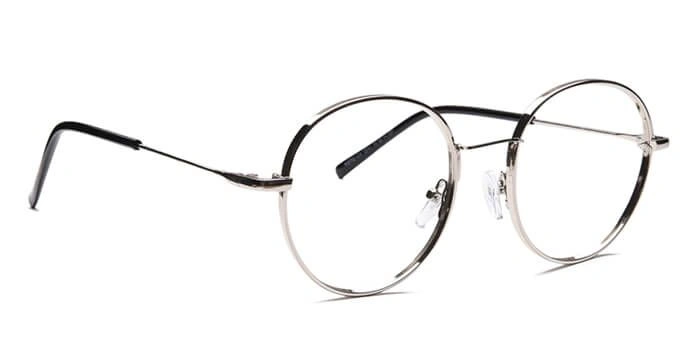 GRAVIATE by Coolwinks E10B6574 Glossy Silver Full Frame Round Eyeglasses for Men and Women-SILVER-2