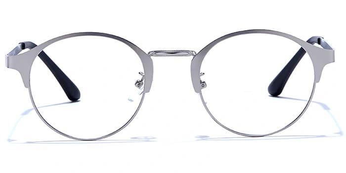 GRAVIATE by Coolwinks E10B6630 Matte Silver Full Frame Round Eyeglasses for Men and Women-