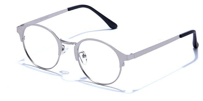 GRAVIATE by Coolwinks E10B6630 Matte Silver Full Frame Round Eyeglasses for Men and Women-SILVER-1