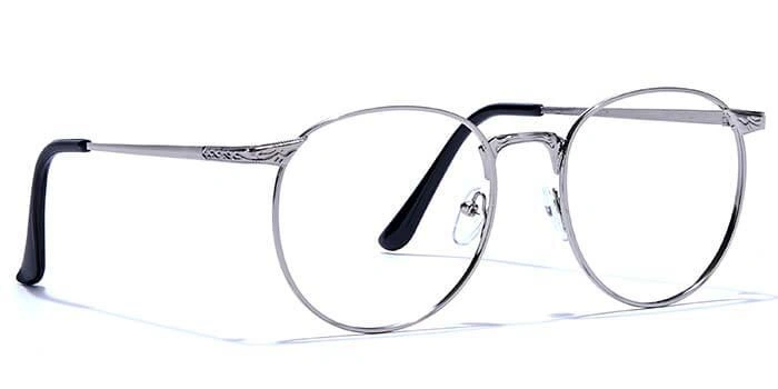 GRAVIATE by Coolwinks E10B6631 Glossy Silver Full Frame Round Eyeglasses for Men and Women-SILVER-2