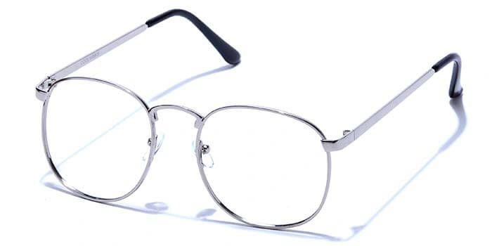 GRAVIATE by Coolwinks E10B6633 Glossy Silver Full Frame Round Eyeglasses for Men and Women-SILVER-1