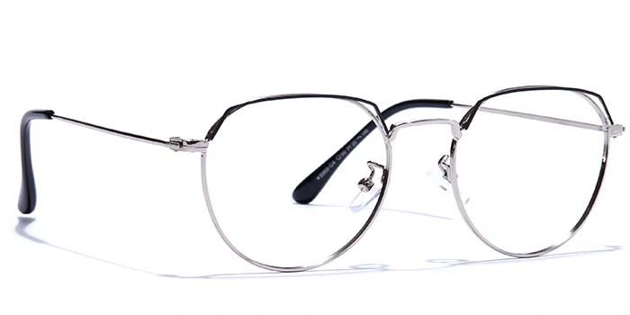 GRAVIATE by Coolwinks E10B7597 Glossy Silver Full Frame Round Eyeglasses for Men and Women-SILVER-2