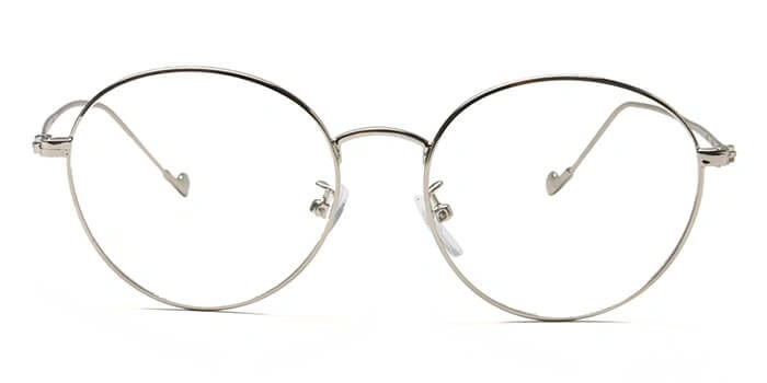 GRAVIATE by Coolwinks E10C6528 Glossy Silver Full Frame Round Eyeglasses for Men and Women-