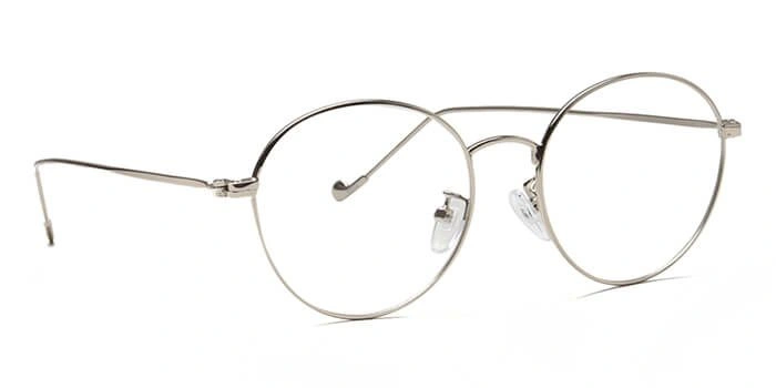 GRAVIATE by Coolwinks E10C6528 Glossy Silver Full Frame Round Eyeglasses for Men and Women-SILVER-2