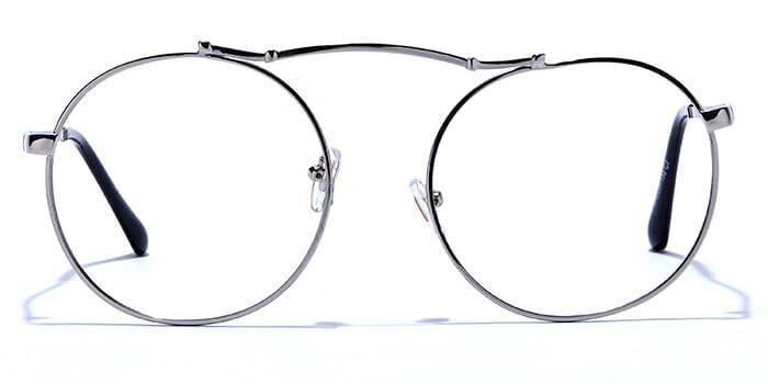 GRAVIATE by Coolwinks E10C6622 Glossy Silver Full Frame Round Eyeglasses for Men and Women-