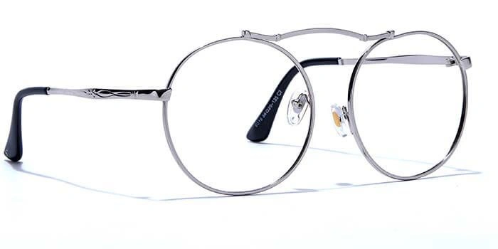 GRAVIATE by Coolwinks E10C6622 Glossy Silver Full Frame Round Eyeglasses for Men and Women-SILVER-2