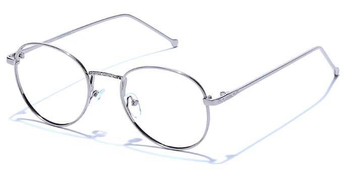 GRAVIATE by Coolwinks E10C6624 Glossy Silver Full Frame Round Eyeglasses for Men and Women-SILVER-1