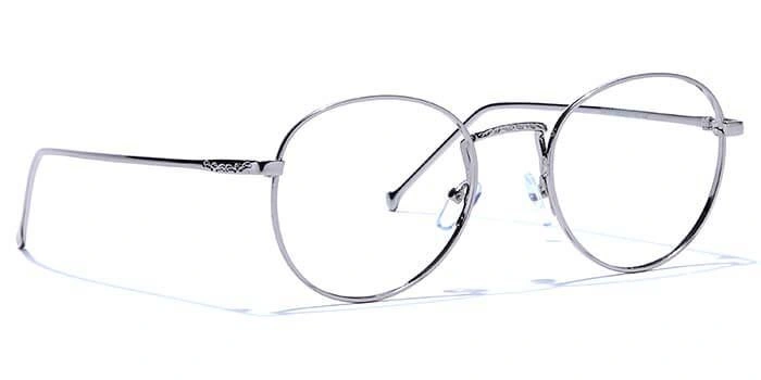 GRAVIATE by Coolwinks E10C6624 Glossy Silver Full Frame Round Eyeglasses for Men and Women-SILVER-2