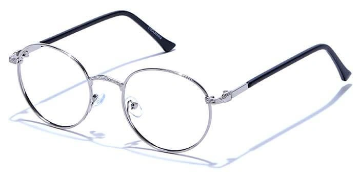 GRAVIATE by Coolwinks E10C6652 Glossy Silver Full Frame Round Eyeglasses for Men and Women-SILVER-1