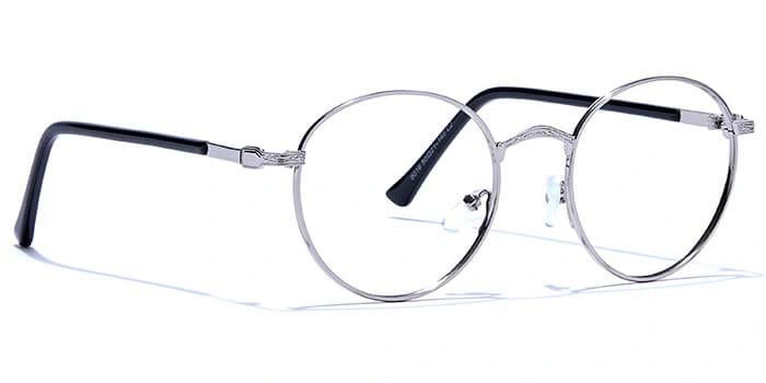 GRAVIATE by Coolwinks E10C6652 Glossy Silver Full Frame Round Eyeglasses for Men and Women-SILVER-2