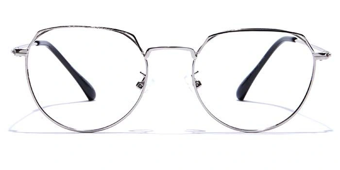 GRAVIATE by Coolwinks E10C7521 Glossy Silver Full Frame Round Eyeglasses for Men and Women-