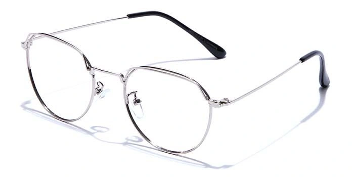 GRAVIATE by Coolwinks E10C7521 Glossy Silver Full Frame Round Eyeglasses for Men and Women-SILVER-1