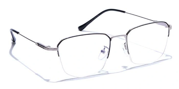 GRAVIATE by Coolwinks E10A7598 Matte Silver Half Frame Retro Square Eyeglasses for Men and Women-SILVER-2