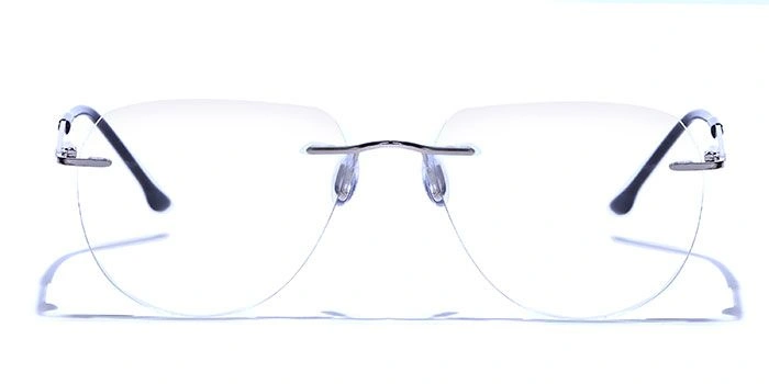 GRAVIATE by Coolwinks E15C6482 Glossy Silver Oval Rimless Eyeglasses for Men and Women-