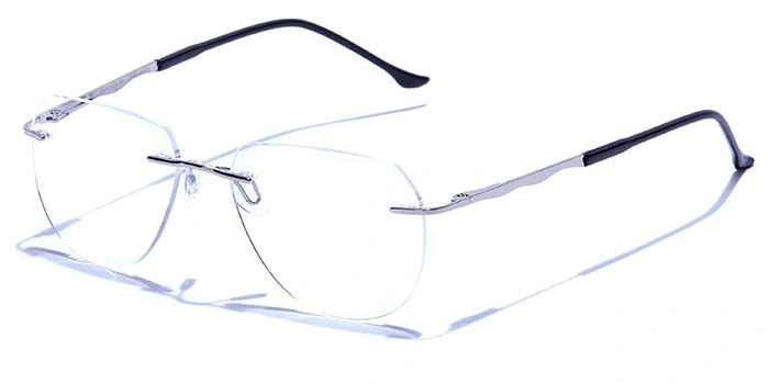 GRAVIATE by Coolwinks E15C6482 Glossy Silver Oval Rimless Eyeglasses for Men and Women-SILVER-1