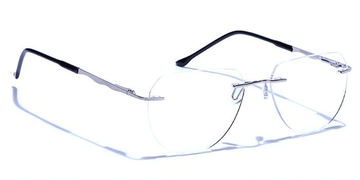 GRAVIATE by Coolwinks E15C6482 Glossy Silver Oval Rimless Eyeglasses for Men and Women-SILVER-2