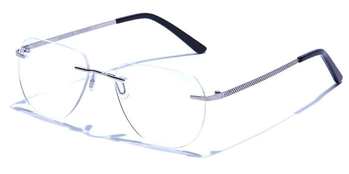 GRAVIATE by Coolwinks E15C6485 Glossy Silver Oval Rimless Eyeglasses for Men and Women-SILVER-1