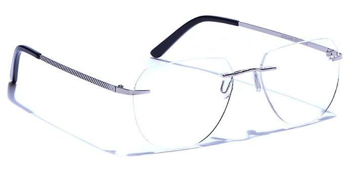 GRAVIATE by Coolwinks E15C6485 Glossy Silver Oval Rimless Eyeglasses for Men and Women-SILVER-2