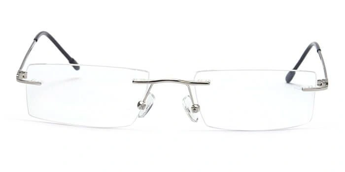 GRAVIATE by Coolwinks E10C4120 Glossy Silver Rimless Rectangle Eyeglasses for Men and Women-