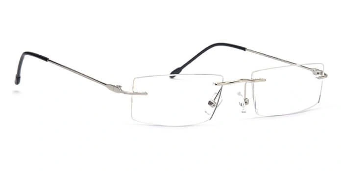 GRAVIATE by Coolwinks E10C4120 Glossy Silver Rimless Rectangle Eyeglasses for Men and Women-SILVER-1