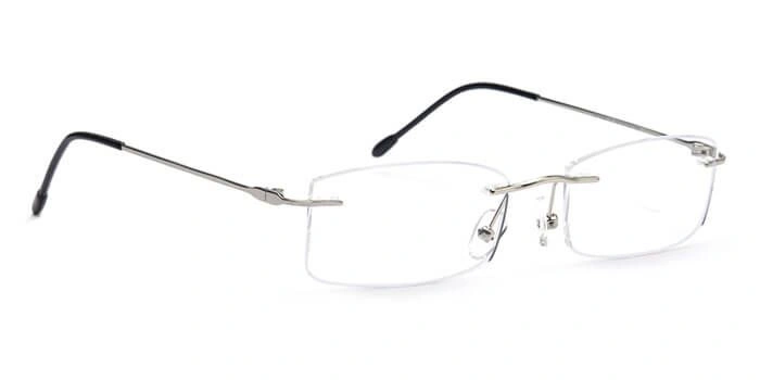 GRAVIATE by Coolwinks E10C4122 Glossy Silver Rimless Rectangle Eyeglasses for Men and Women-SILVER-1