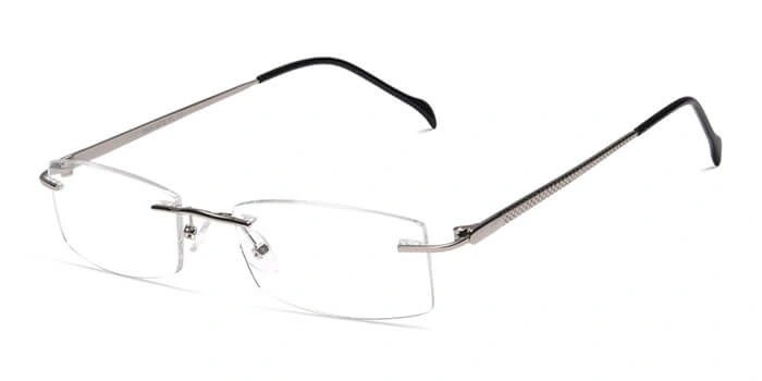 GRAVIATE by Coolwinks E10C4128 Glossy Silver Rimless Rectangle Eyeglasses for Men and Women-SILVER-1