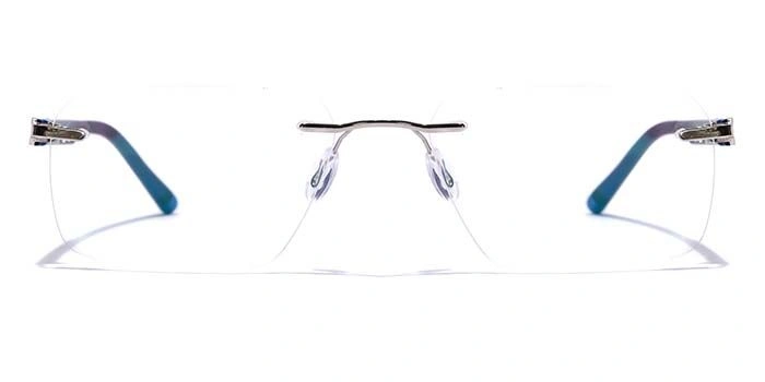 GRAVIATE by Coolwinks E10C7619 Glossy Silver Rimless Rectangle Eyeglasses for Men and Women-